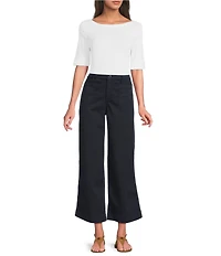 Lauren Ralph Lauren Petite Size Stretch Chino Wide Leg Cropped Pants