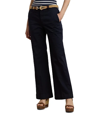 Lauren Ralph Lauren Petite Size Stretch Cotton Chino High Rise Flare Pants