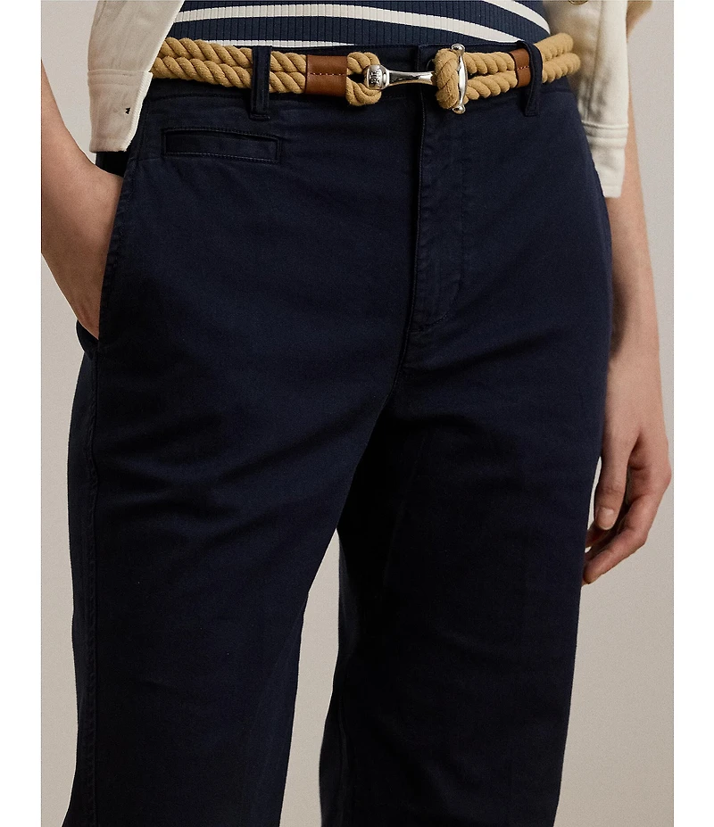 Lauren Ralph Lauren Petite Size Stretch Cotton Chino High Rise Flare Pants