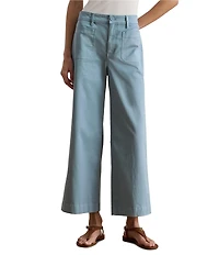 Lauren Ralph Lauren Petite Size Stretch Cotton Chino High Rise Wide Leg Cropped Pants