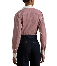 Lauren Ralph Lauren Petite Size Striped Cotton Broadcloth Button-Front Shirt