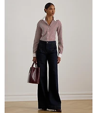 Lauren Ralph Lauren Petite Size Striped Cotton Broadcloth Button-Front Shirt