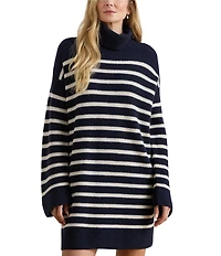 Lauren Ralph Lauren Petite Size Turtleneck Long Sleeve Striped Wool Cashmere Sweater Dress
