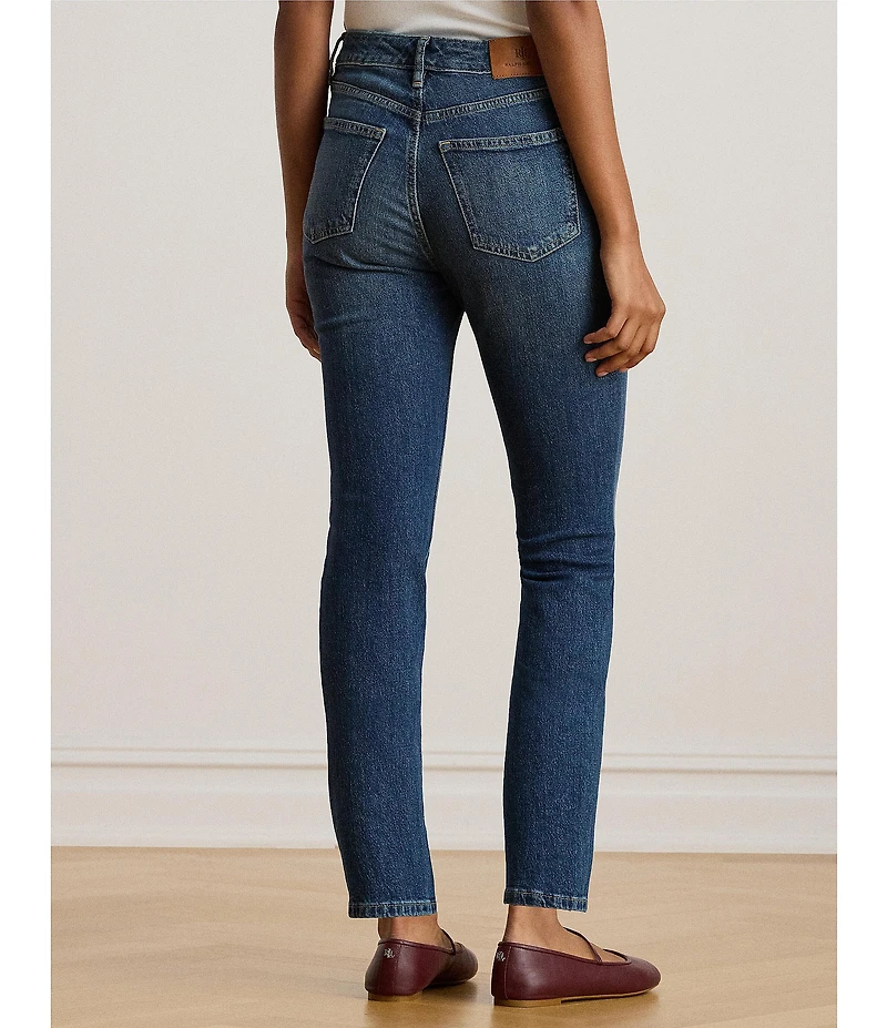 Lauren Ralph Lauren Petite Size Twill Denim High Rise Straight Ankle Jeans