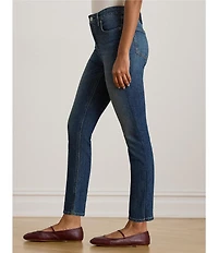 Lauren Ralph Lauren Petite Size Twill Denim High Rise Straight Ankle Jeans