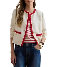 Lauren Ralph Lauren Petite Size Two-Tone Linen Blend Twill Blazer