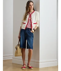 Lauren Ralph Lauren Petite Size Two-Tone Linen Blend Twill Blazer