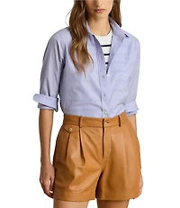 Lauren Ralph Lauren Petite Size Woven Point Collar Long Sleeve Button Front Shirt