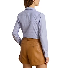 Lauren Ralph Lauren Petite Size Woven Point Collar Long Sleeve Button Front Shirt