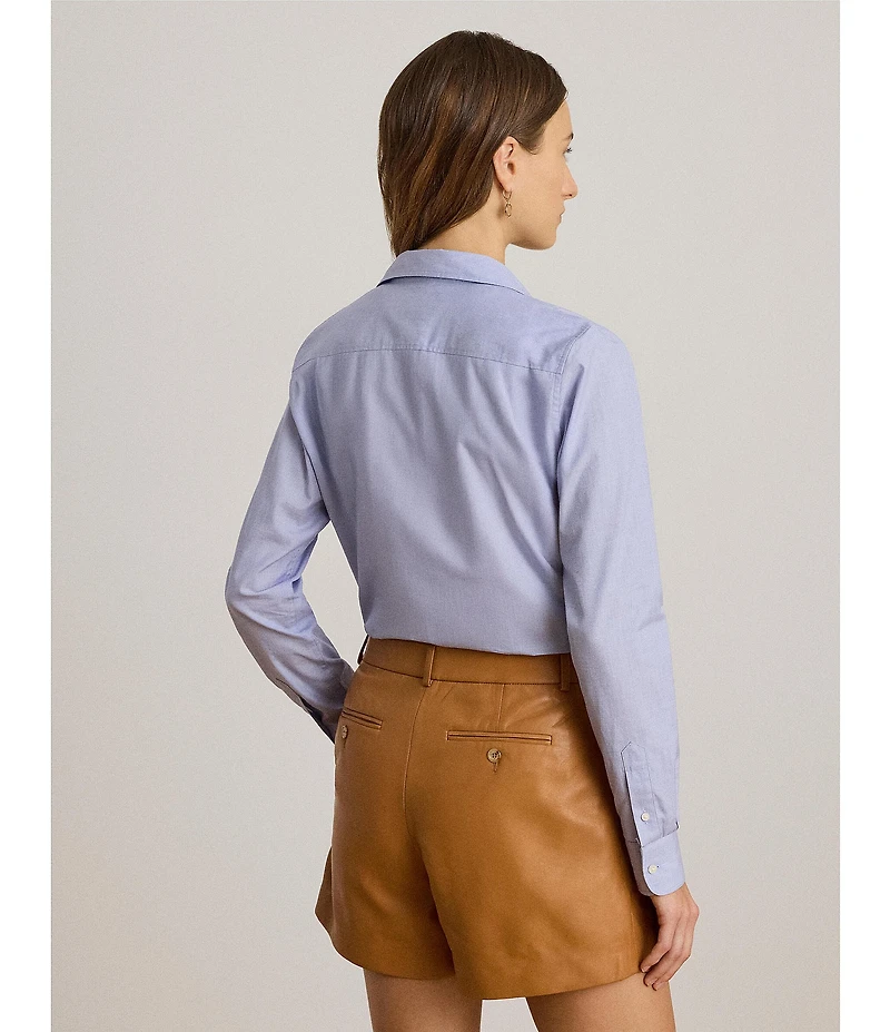 Lauren Ralph Lauren Petite Size Woven Point Collar Long Sleeve Button Front Shirt