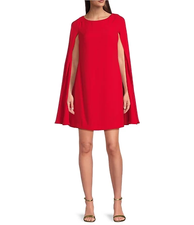 Lauren Ralph Lauren Petra Georgette Round Neck Long Sleeve Cape Dress