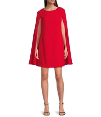 Lauren Ralph Lauren Petra Georgette Round Neck Long Sleeve Cape Dress