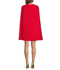 Lauren Ralph Lauren Petra Georgette Round Neck Long Sleeve Cape Dress