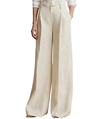 Lauren Ralph Lauren Pinstripe High Rise Flat frontWide Leg Full Length Pants