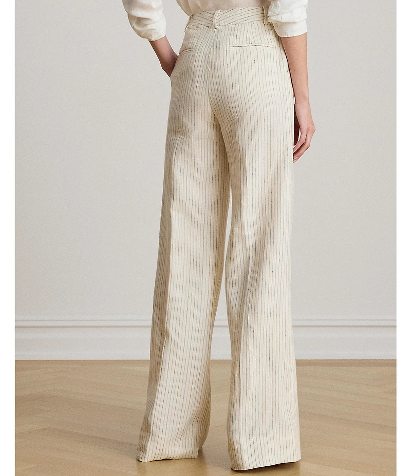 Lauren Ralph Lauren Pinstripe High Rise Flat frontWide Leg Full Length Pants