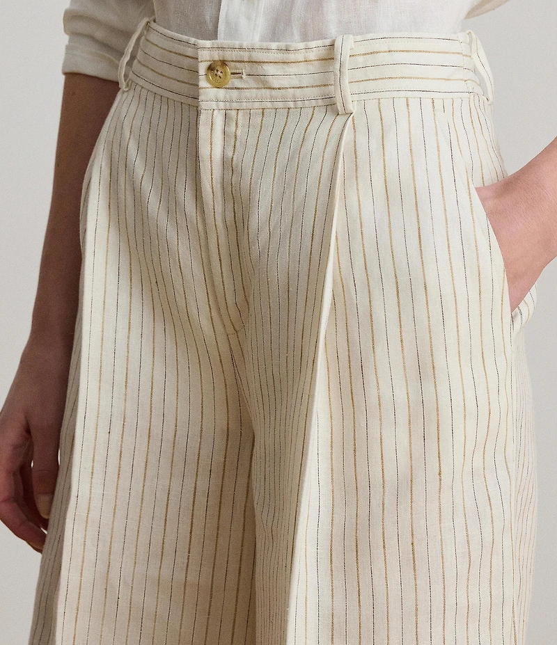 Lauren Ralph Lauren Pinstripe High Rise Flat frontWide Leg Full Length Pants