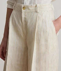 Lauren Ralph Lauren Pinstripe High Rise Flat frontWide Leg Full Length Pants