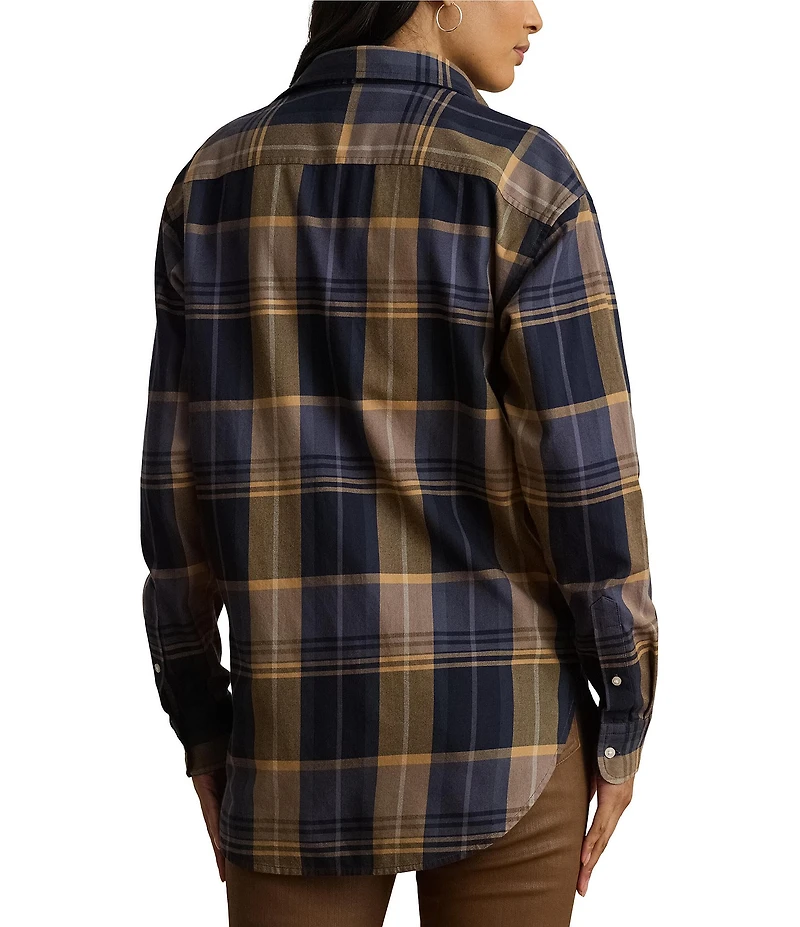 Lauren Ralph Lauren Plaid Cotton Twill Woven Relaxed Fit Shirt