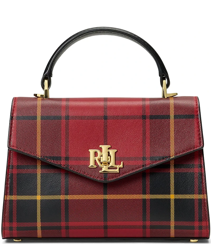 Lauren Ralph Lauren Farrah Small Plaid Leather Satchel Bag