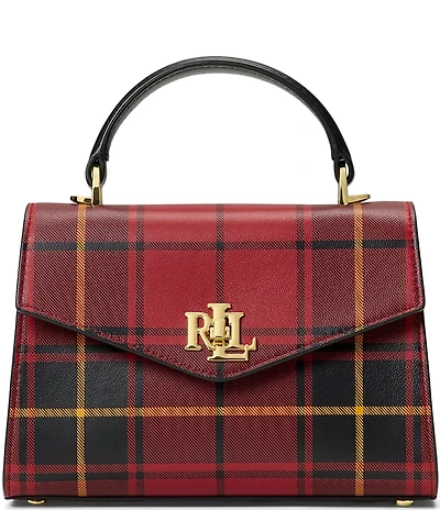Lauren Ralph Lauren Farrah Small Plaid Leather Satchel Bag