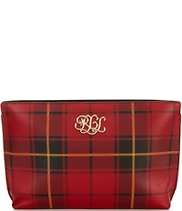 Lauren Ralph Lauren Plaid Nappa Leather Wristlet Clutch Bag