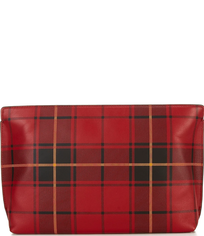 Lauren Ralph Lauren Plaid Nappa Leather Wristlet Clutch Bag