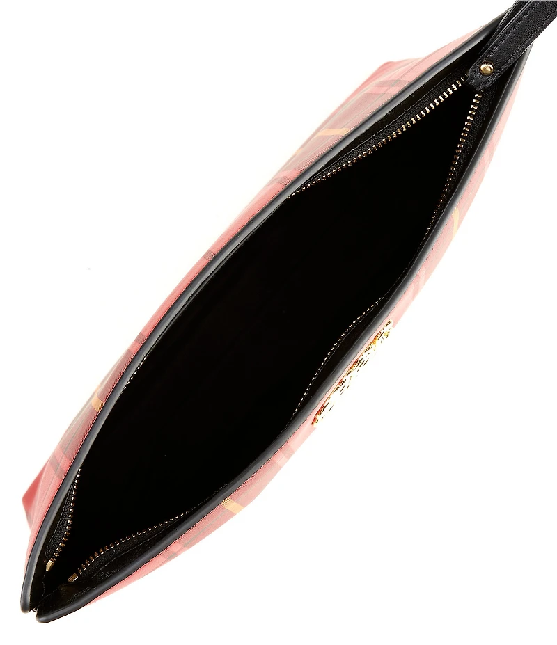 Lauren Ralph Lauren Plaid Nappa Leather Wristlet Clutch Bag