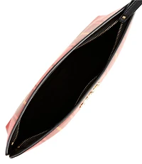 Lauren Ralph Lauren Plaid Nappa Leather Wristlet Clutch Bag