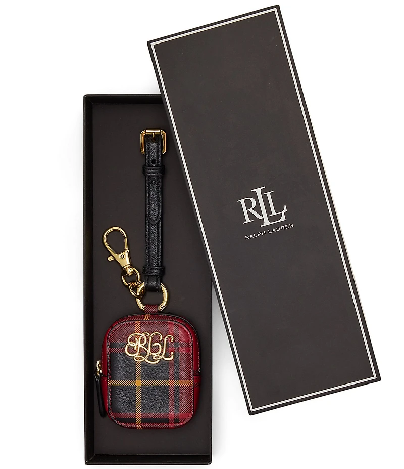 Lauren Ralph Lauren Plaid Nappa Leather Mini Zip Pouch