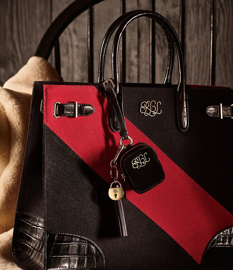 Lauren Ralph Lauren Plaid Nappa Leather Mini Zip Pouch