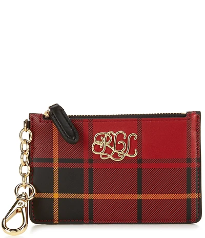 Lauren Ralph Lauren Plaid Nappa Leather Zip Card Case