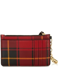 Lauren Ralph Lauren Plaid Nappa Leather Zip Card Case
