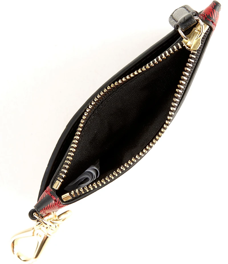 Lauren Ralph Lauren Plaid Nappa Leather Zip Card Case