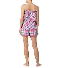 Lauren Ralph Lauren Plaid Print Sleeveless Woven Shorty Pajama Set