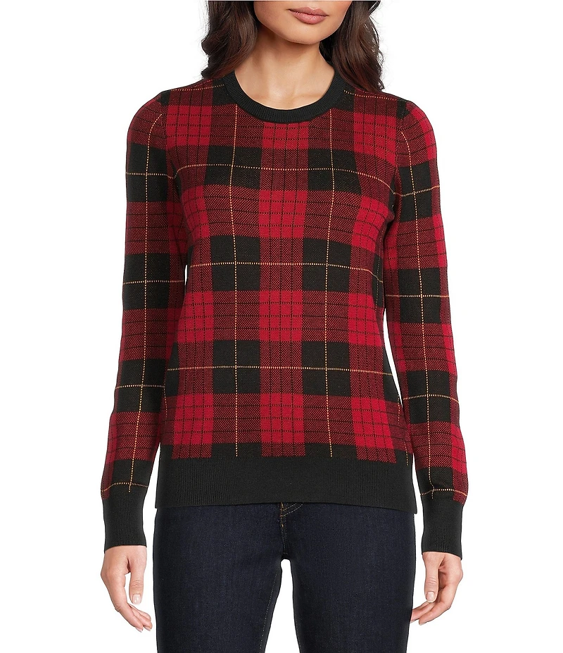 Lauren Ralph Lauren Plaid Soft Cotton Blend Sweater