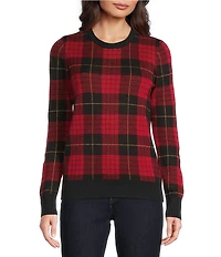 Lauren Ralph Lauren Plaid Soft Cotton Blend Sweater