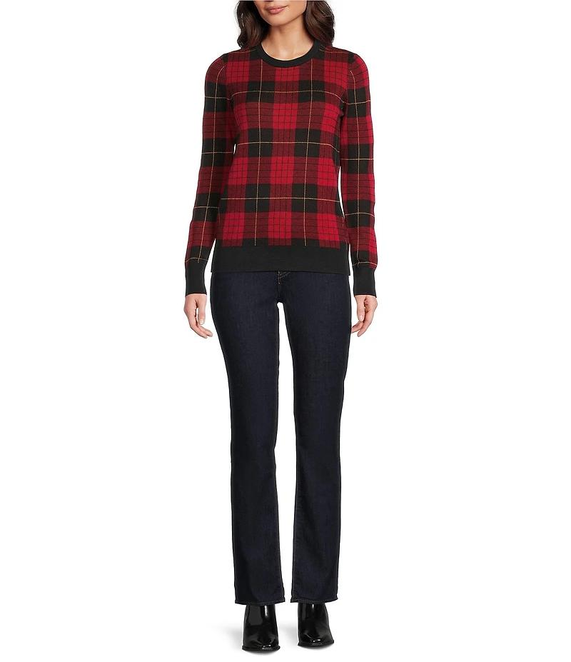 Lauren Ralph Lauren Plaid Soft Cotton Blend Sweater
