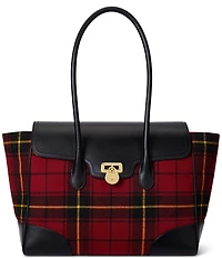 Lauren Ralph Lauren Plaid Twill Large Tanner Satchel Bag