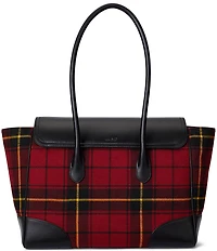 Lauren Ralph Lauren Plaid Twill Large Tanner Satchel Bag