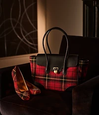 Lauren Ralph Lauren Plaid Twill Large Tanner Satchel Bag