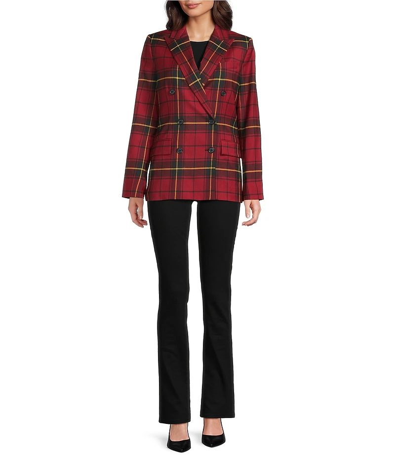 Lauren Ralph Lauren Plaid Wool Blend Double Breasted Blazer