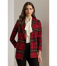 Lauren Ralph Lauren Plaid Wool Blend Double Breasted Blazer