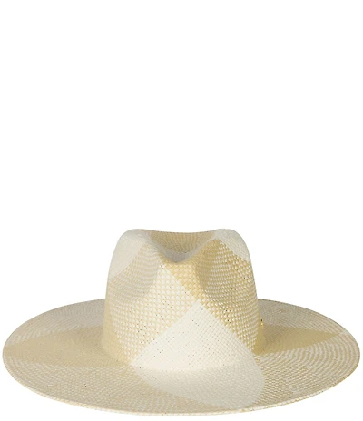 Lauren Ralph Lauren Plaid Woven Weave Straw Fedora Hat