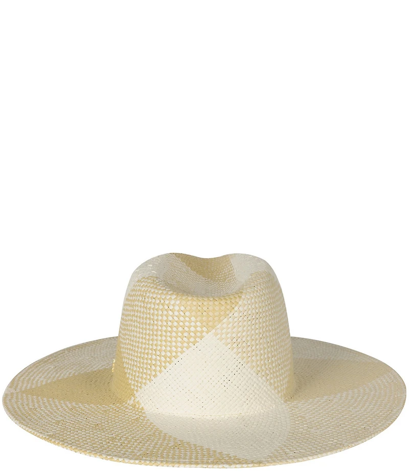 Lauren Ralph Lauren Plaid Woven Weave Straw Fedora Hat