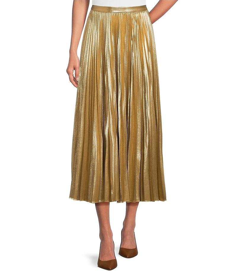 Lauren Ralph Lauren Pleated Metallic Chiffon Skirt