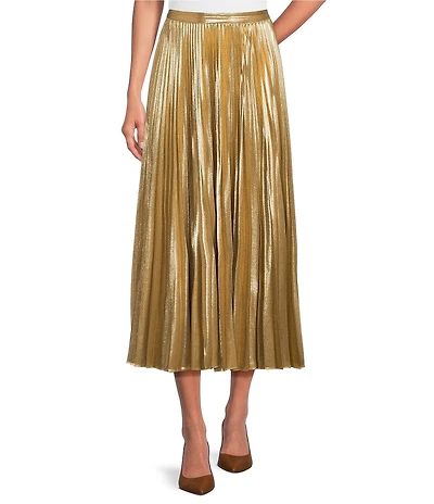 Lauren Ralph Lauren Pleated Metallic Chiffon Skirt