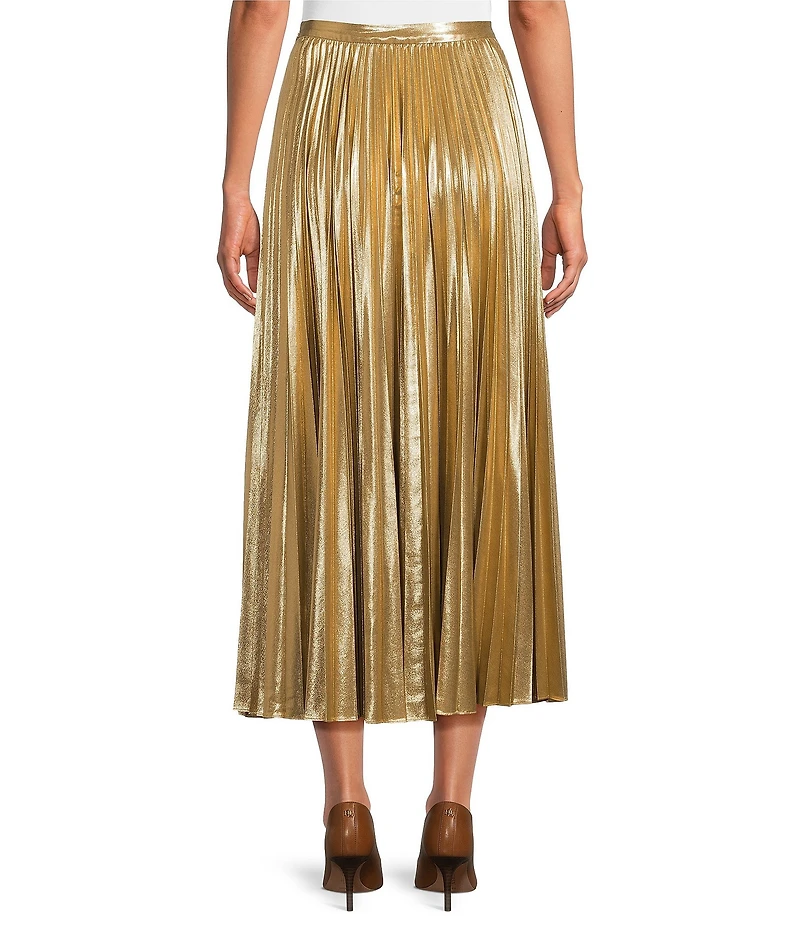 Lauren Ralph Lauren Pleated Metallic Chiffon Skirt