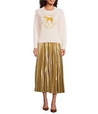 Lauren Ralph Lauren Pleated Metallic Chiffon Skirt