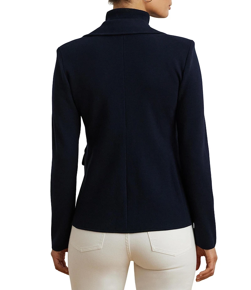 Lauren Ralph Lauren Plus Cotton Blend Notch Lapel Long Sleeve Blazer