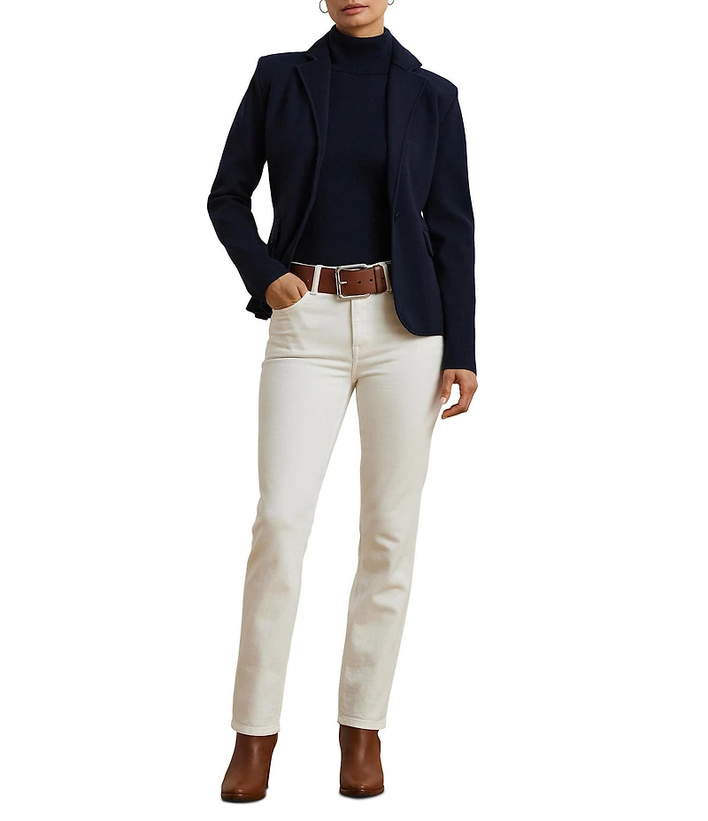 Lauren Ralph Lauren Plus Cotton Blend Notch Lapel Long Sleeve Blazer